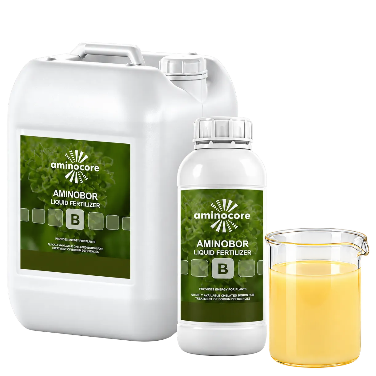 AMINOBOR packaging with a liquid sample