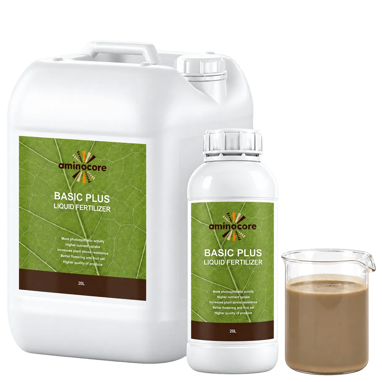 Aminocore BASIC PLUS packaging with a liquid sample