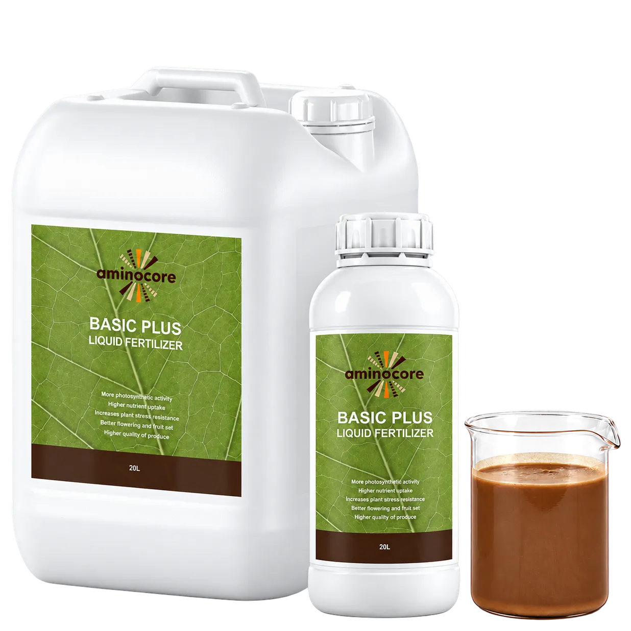 Aminocore BASIC PLUS packaging with a liquid sample